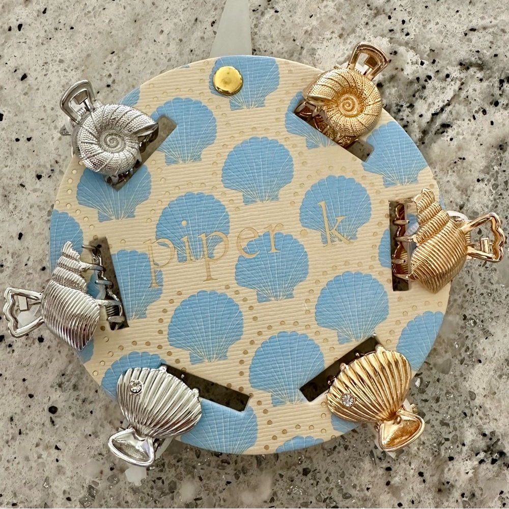 Piper K Sea Shells Claw Hair Clips- gold & Silver with sparkle-Small Size NWT 🐚